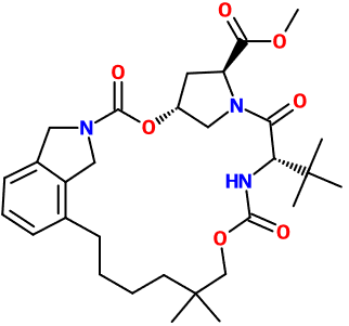 (image for) MC080059 Methyl (1R,21S,24S)-21-tert-butyl-16,16-dimethyl-3,19,22-trioxo-2,18-dioxa-4,20,23-triazatetracyclo[21.2.1.1(4,7).0(6,11)]heptacosa-6,8,10-triene-24-carboxylate